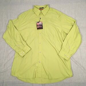 NWT Orvis Trout Bum Nylon Fishing Shirt Size L Button Down UPF 30+ Lime Green